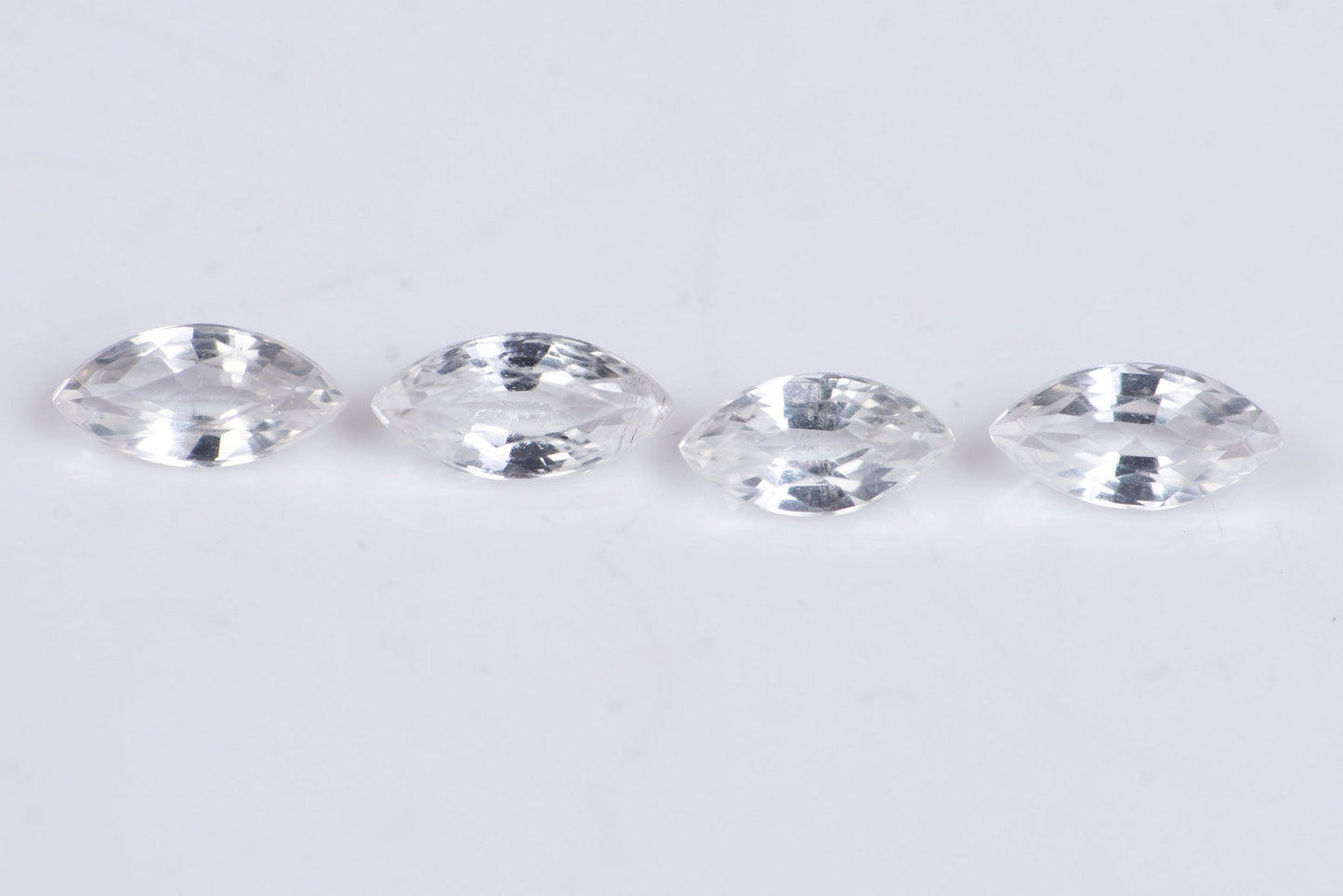 4 pieces white sapphire heated 0.72ct 5x2.4mm marquise cut