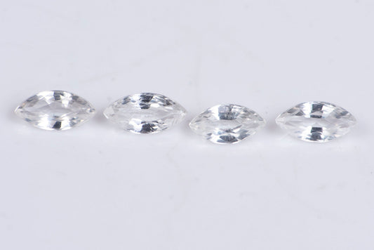 4 pieces white sapphire heated 0.72ct 5x2.4mm marquise cut