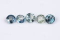Естествен синьо-зелен сапфир 5 броя 0.55ct 2.6mm нагряван, кръгла шлифовка, камъни за бижута