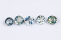 Natural blue green sapphire 5 pieces 0.58ct 2.6mm heated round cut loose gemstones for jewelry