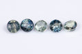 Естествен синьо-зелен сапфир 5 броя 0.61ct 2.6mm нагряван, кръгла шлифовка, камъни за бижута