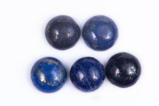 5 pieces blue lapis lazuli 6.89ct 7mm round cabochon