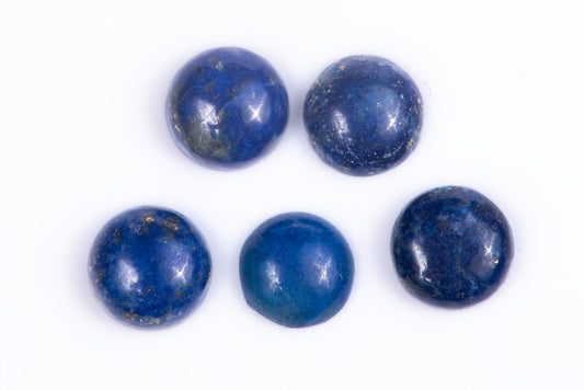 5 pieces blue lapis lazuli 7.46ct 7mm round cabochon