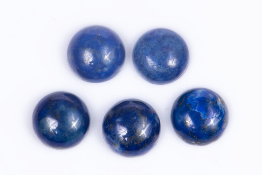5 pieces blue lapis lazuli 7.68ct 7mm round cabochon