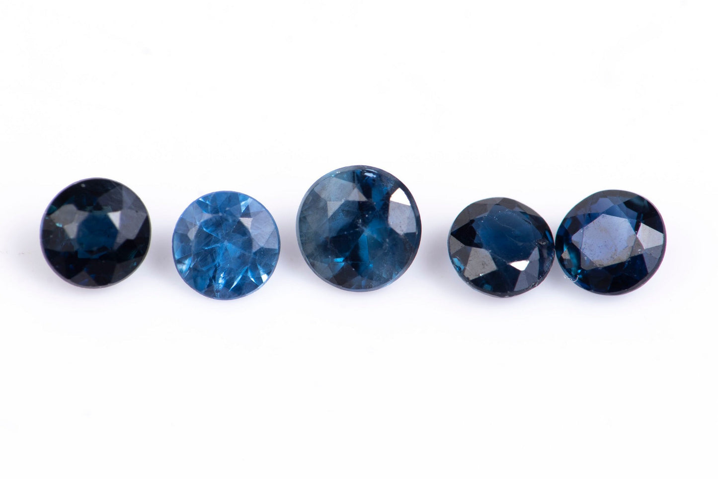 5 pieces blue sapphire 0.48ct heated round cut