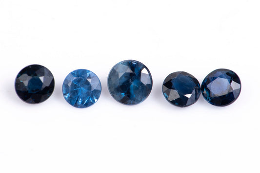 5 pieces blue sapphire 0.48ct heated round cut