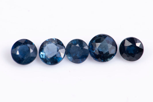 5 pieces blue sapphire 0.58ct heated round cut