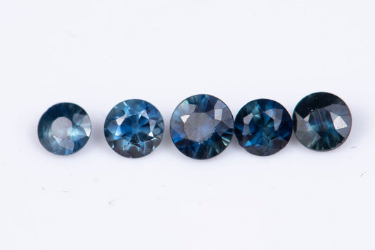 5 pieces blue sapphire 0.59ct heated round cut