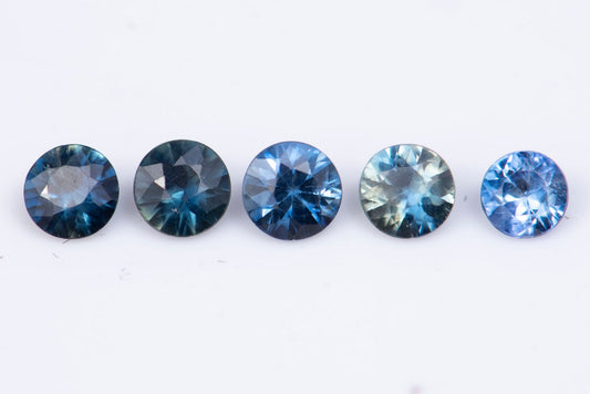 5 pieces blue sapphire 0.66ct heated round cut