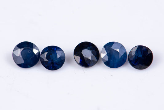 5 pieces blue sapphire 0.72ct 2.8mm heated round cut