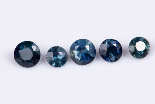 5 pieces blue sapphire 0.73ct heated round cut