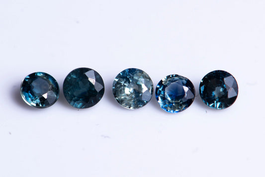 5 pieces blue sapphire 0.75ct heated round cut