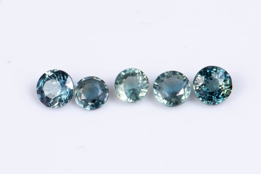 5 pieces Blue sapphire 0.75ct round cut