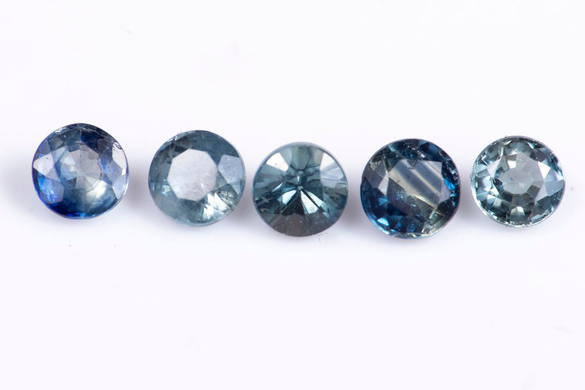 5 броя естествен син нагряван сапфир 0.79ct кръгла шлифовка