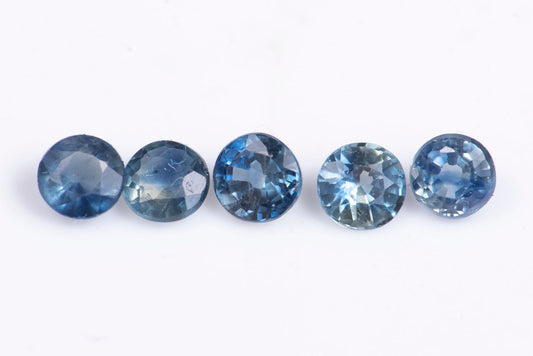 5 pieces blue sapphire 0.79ct heated round cut