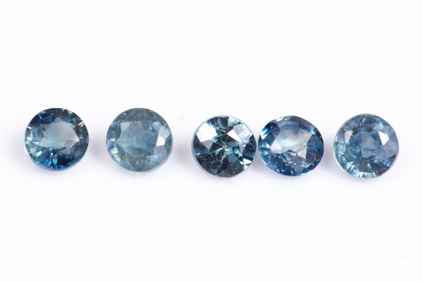 5 pieces blue sapphire 0.79ct heated round cut