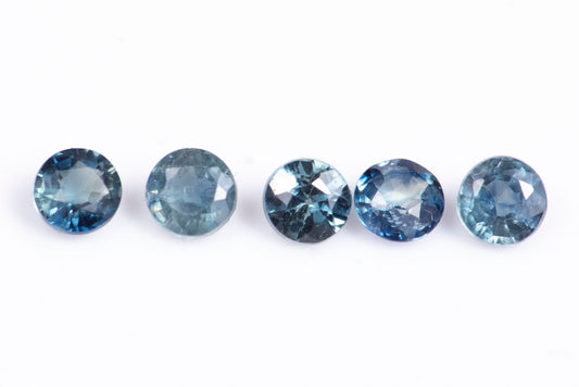 5 pieces blue sapphire 0.79ct heated round cut