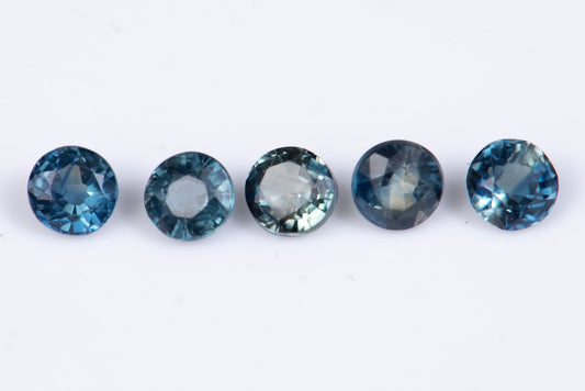 5 pieces blue sapphire 0.80ct heated round cut