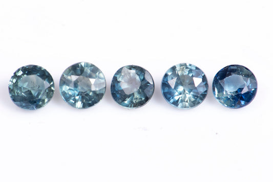 5 pieces blue sapphire 0.81ct heated round cut