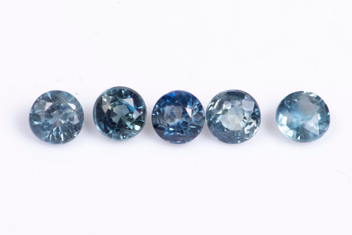 5 pieces blue sapphire 0.83ct heated round cut