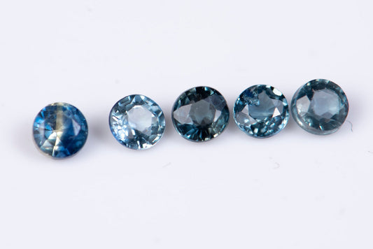 5 pieces blue sapphire 0.86ct heated round cut