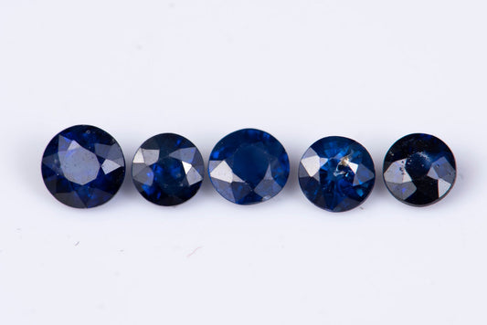 5 pieces blue sapphire 1.02ct 2.8mm heated round cut