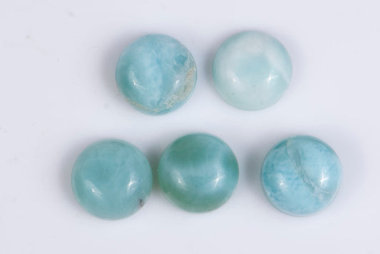 5 pieces larimar 8.21ct 7mm round cabochon
