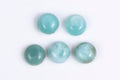 Natural blue larimar 5 pieces 8.22ct 7mm round cabochon loose gemstones for jewelry