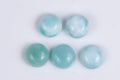 Natural blue larimar 5 pieces 8.49ct 7mm round cabochon loose gemstones for jewelry