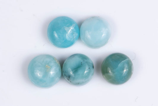 5 pieces larimar 9.07ct 7mm round cabochon
