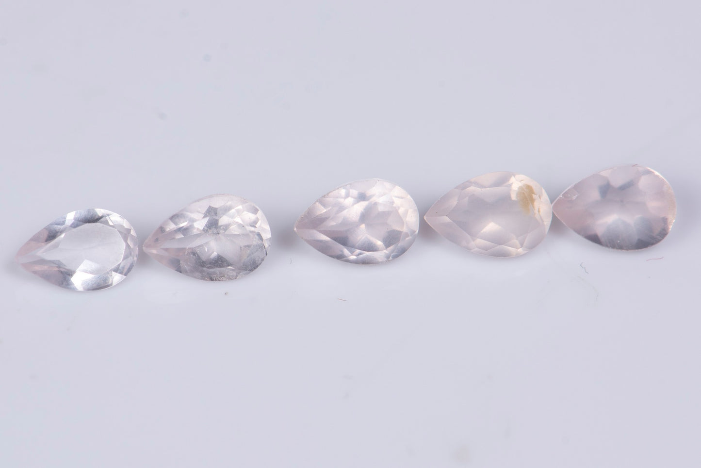 5 pieces rose quartz 1.90ct teardrop cut