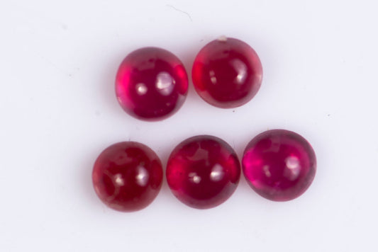 5 pieces ruby 0.37ct heated round cabochons