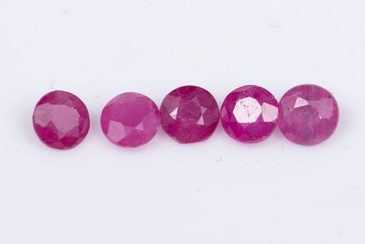 5 pieces ruby 0.37ct heated round cut