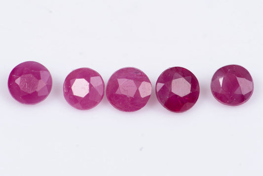 5 pieces ruby 0.44ct heated round cut