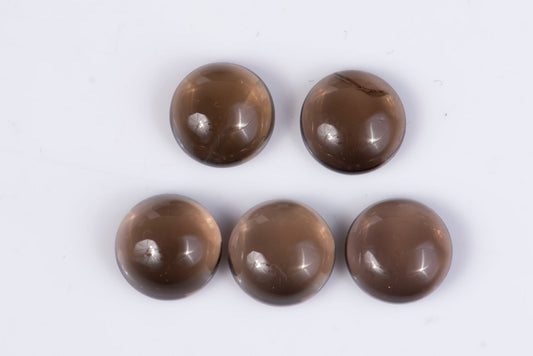 5 pieces smokey quartz 14.59ct 9mm cabochons