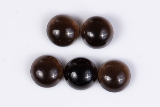 5 pieces smokey quartz 15.59ct 9mm cabochons