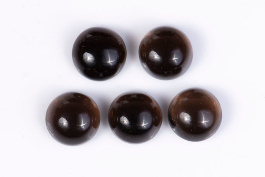 5 pieces smokey quartz 17.11ct 9mm cabochons