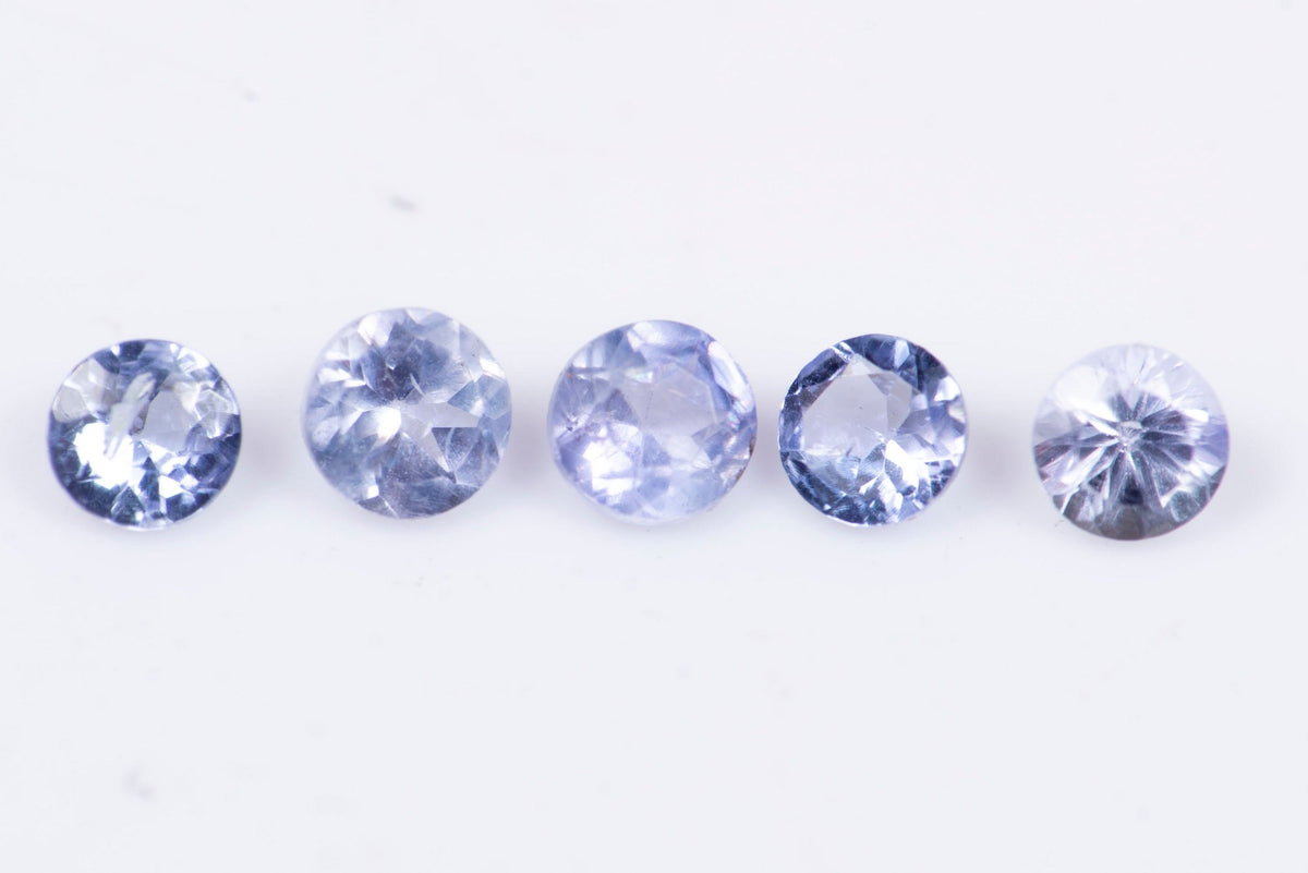 5 броя естествен танзанит 0.38ct 2.3-2.4mm кръгла шлифовка