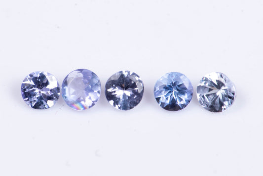 5 броя танзанит 0.48ct, кръгла шлифовка