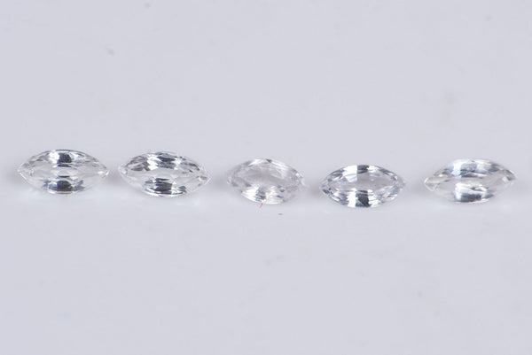 5 броя естествен бял сапфир 0.46ct, нагряван, маркиз шлифовка