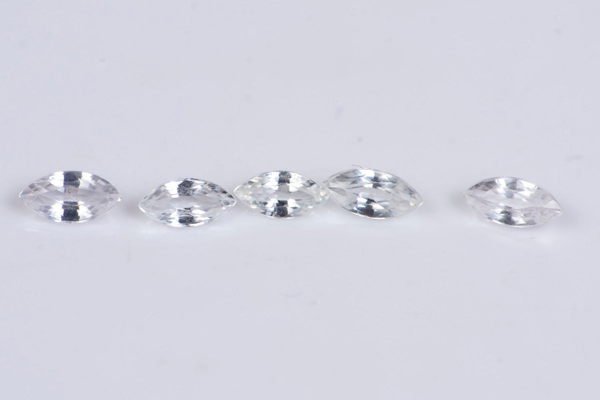 5 Pieces Natural White Sapphire 0.49ct Heated Marquise Cut #1