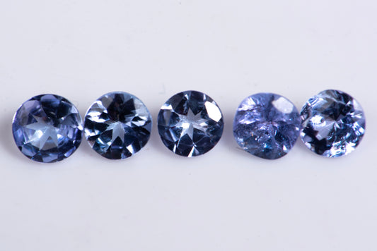Natural tanzanite 5pcs 3.5mm 0.77ct round cut loose gemstones for jewelry