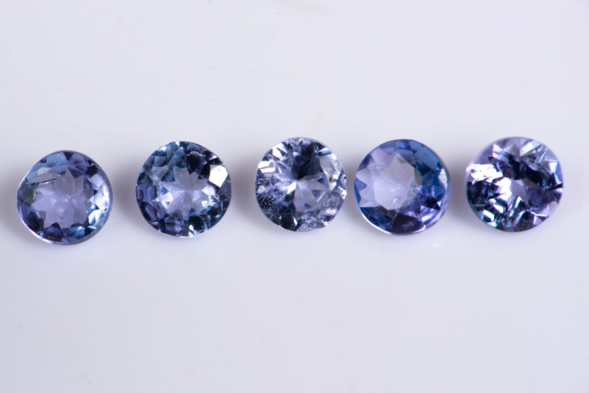 5 Pieces Natural Tanzanite 3.5mm 0.85ct Round Cut