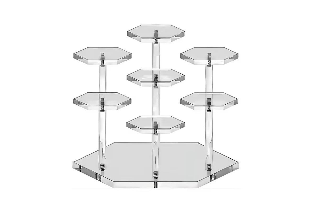 7-Tier Hexagonal Acrylic Display Stand - Transparent