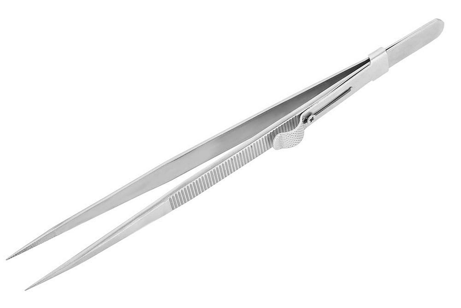 Adjustable straight tweezers stainless steel precision tool for gemstone handling