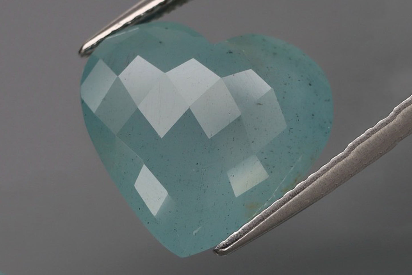 Blue Aquamarine heart checkerboard cut 10.91Ct