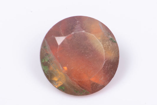 B-color orange green fluorite 4.13ct 10mm round cut
