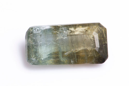 Bi-color blue green tourmaline 0.93ct baguette cut