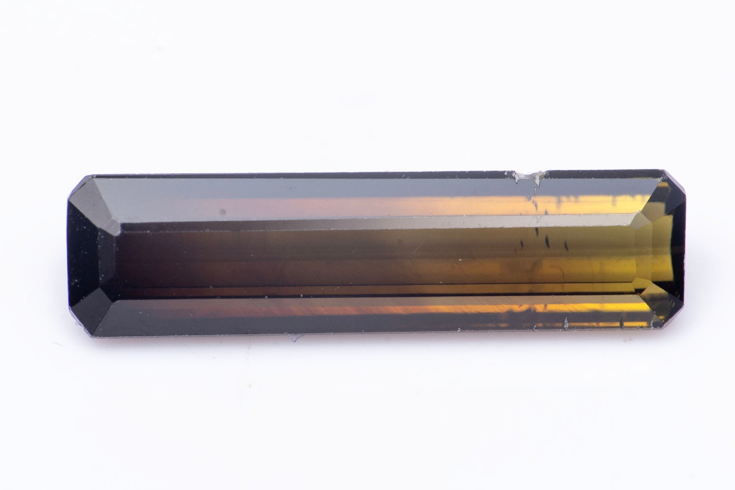 Bi-color green tourmaline 2.46ct baguette cut