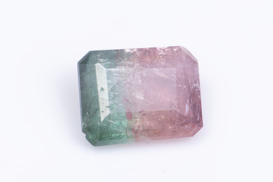 Bi-color watermelon tourmaline 0.68ct octagon cut
